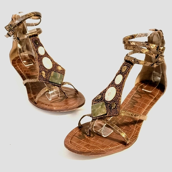 Sam Edelman Shoes - SAM EDELMAN DAISY Bronze Bead & Stone Sandals